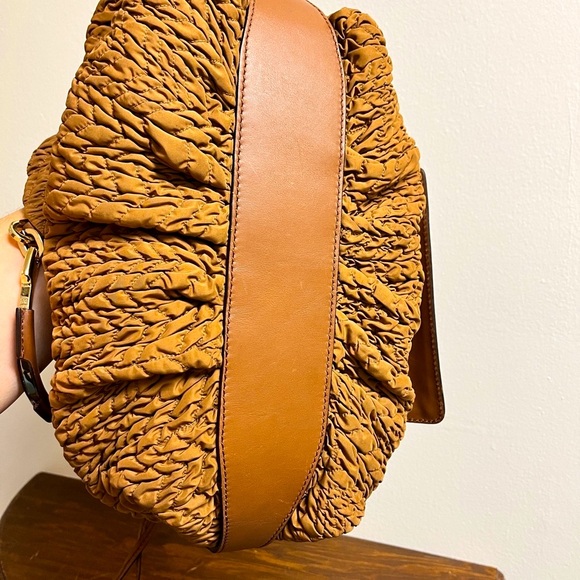 EUC ESCADA Leather boho bag in rich brown w/gold handles. Stunning and unique🤩 - Picture 3 of 5